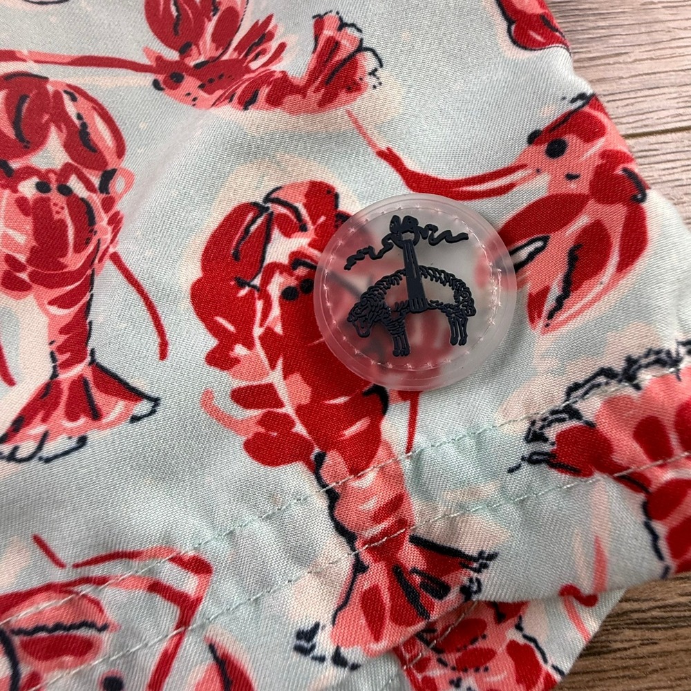 Brooks Brothers Boys Blue Lobster Print Swim Trunks Shorts Size 12 Preppy Summer - Picture 2 of 16